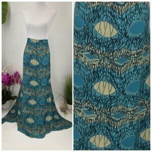Blue/Black/Tan Abstract SARONG Pareo Lavalava Beach Wrap Skirt Summer Scarf